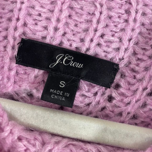 J. Crew Sweater Small Pink Pointelle Alpaca Knit Mock Neck Long Sleeve - Picture 8 of 10